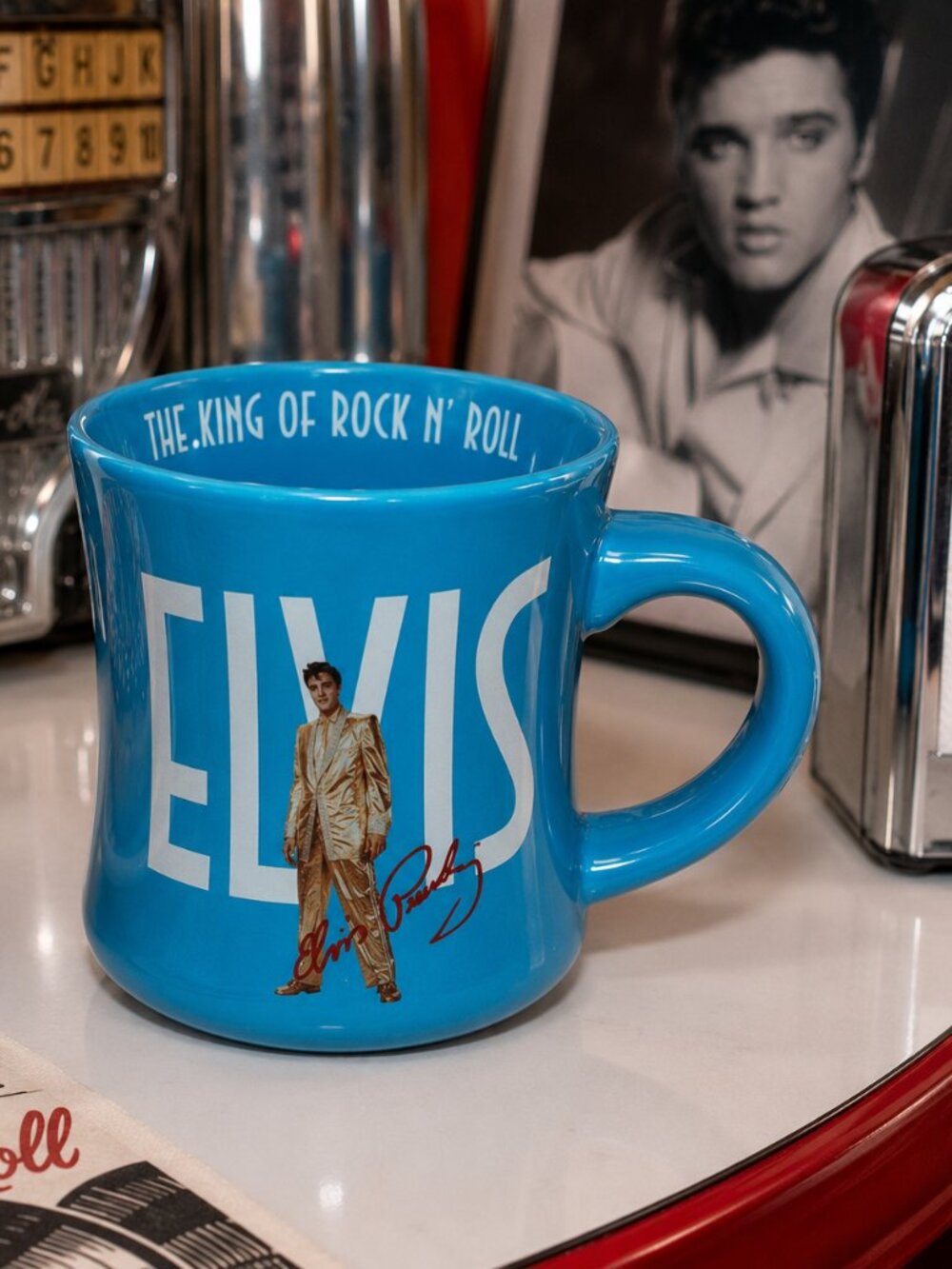 Elvis Presley Signature Product 2006 Blue Ceramic Mug King of Rock N Roll Collec